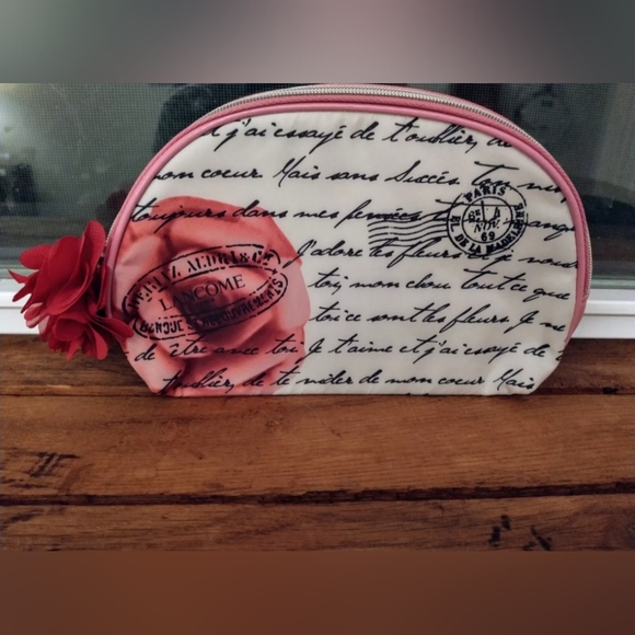 Lancome Paris Script Flower Cosmetic Bag - Picture 1 of 5